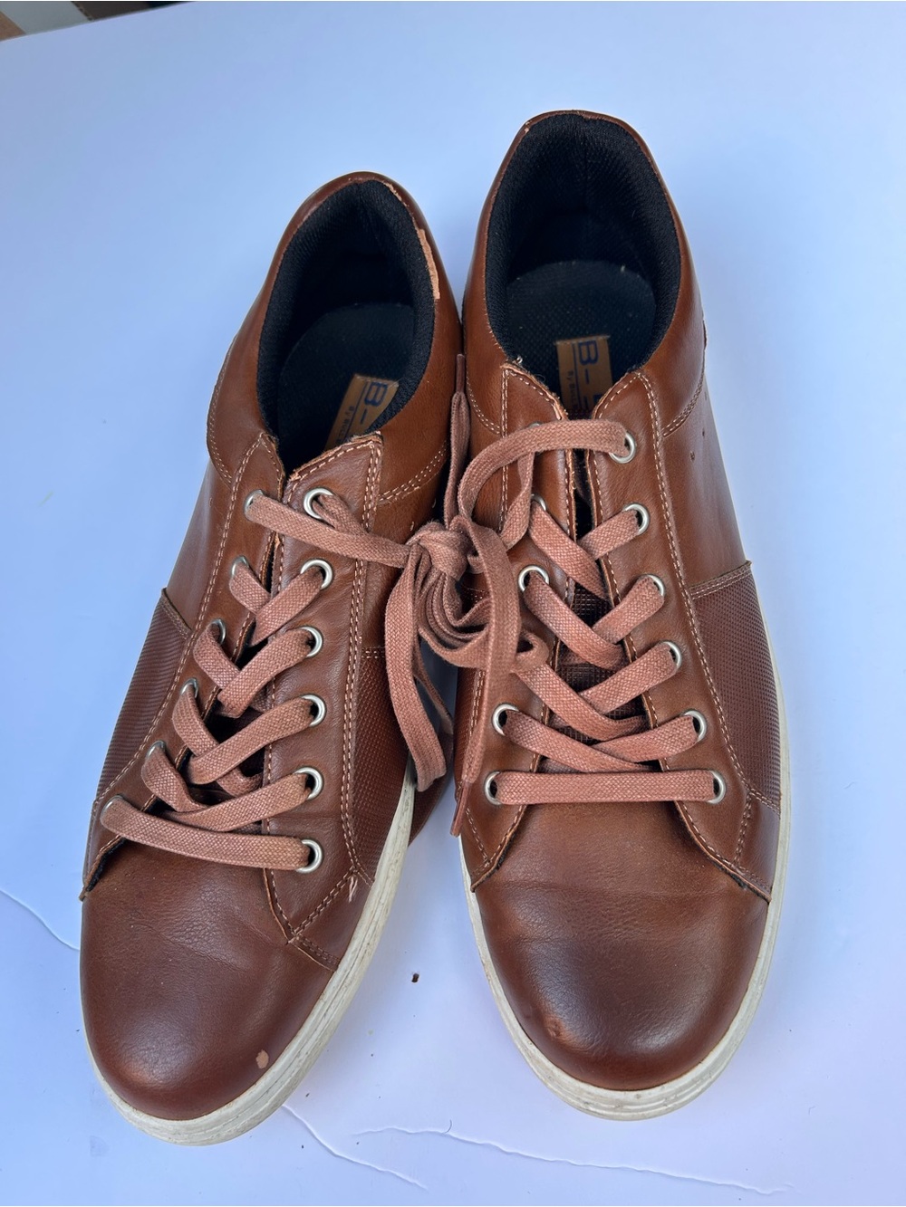 Men's Brown Leather Lace-Up Sneakers - Casual Everyday Style